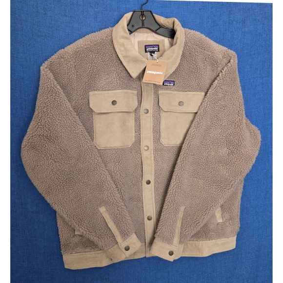 Patagonia Other - Patagonia Mens Retro-X Trucker Jacket Tan Pile Fleece Corduroy Trim Large NWT